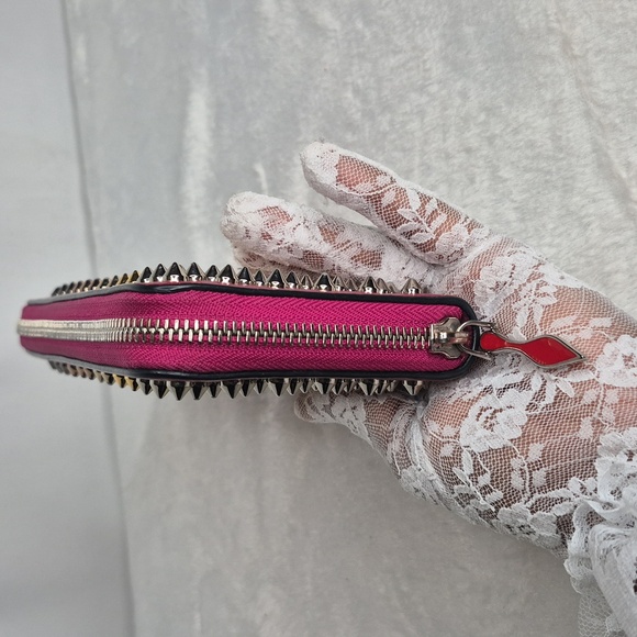 Christian Louboutin Panettone Fuchsia Pink Spike Wallet COA - Picture 5 of 17